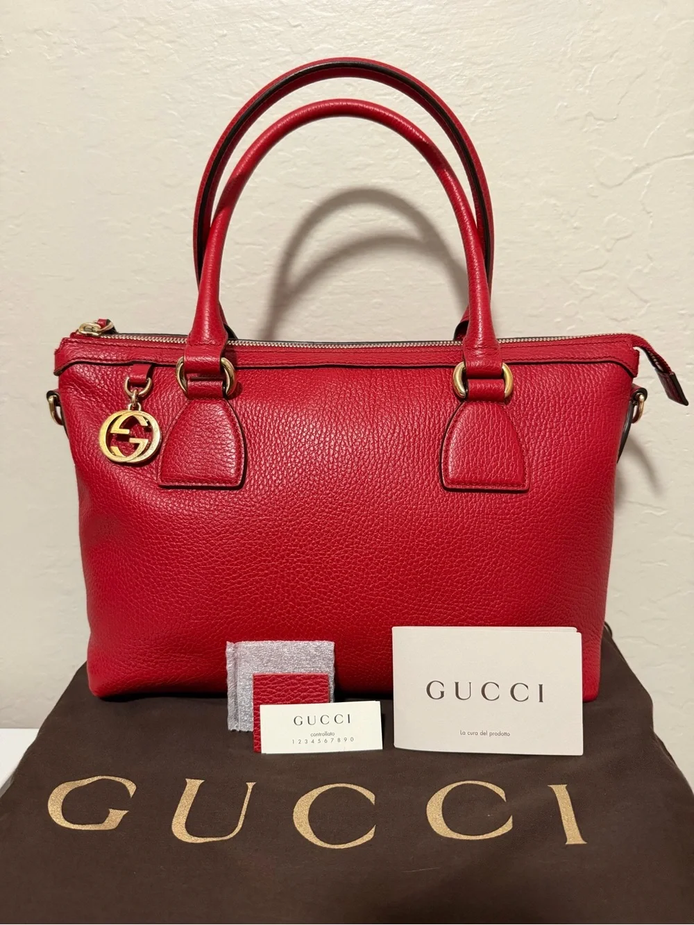 Gucci Red Calfskin Satchel